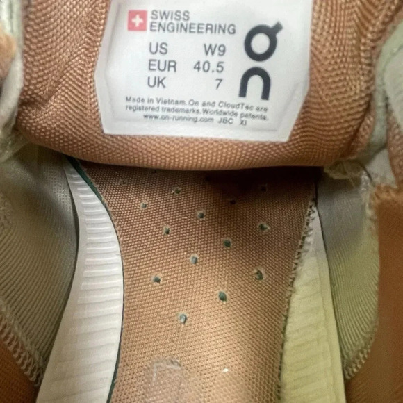 On Running Cloudflow Womens Size 9 Shoes White Green Athletic Running Sneakers - Picture 9 of 10